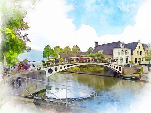 De Bonte brug in Dokkum, Friesland.