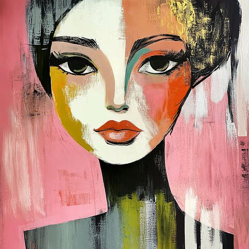 Regard poétique ; portrait d'une femme colorée en avions avec un peu d'or