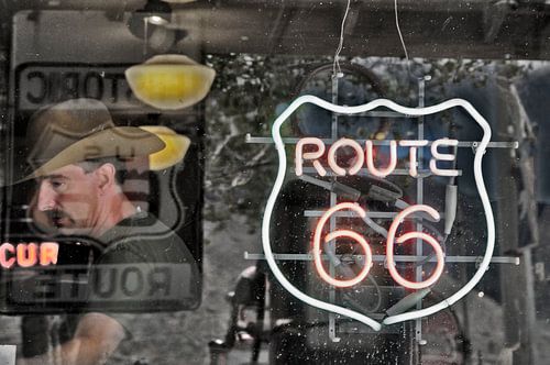 Vintage café in Hackberry langs de route 66 in de Verenigde Staten.