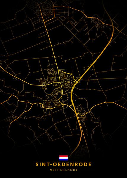 Sint-Oedenrode City Map Modern Black Gold by Kenda Maruyama