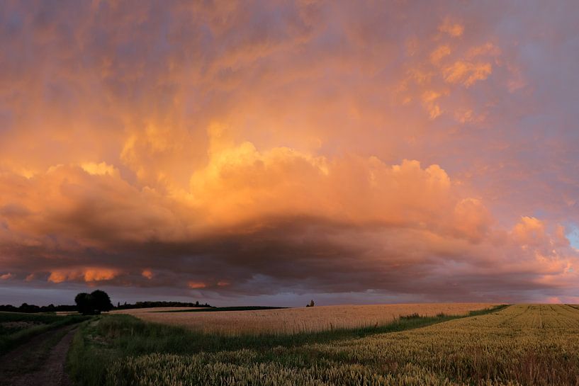 Gekleurde zonsondergang boven Oud-Caberg bij Maastricht by Ton Reijnaerdts