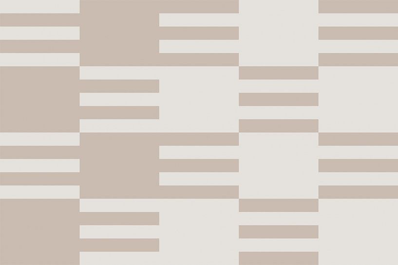 Dambordpatroon. Moderne abstracte minimalistische geometrische vormen in beige en wit 17 van Dina Dankers