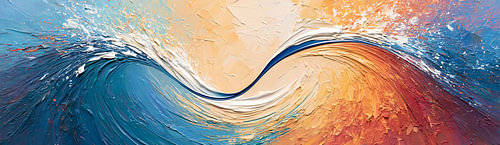 Blue and Ochre Abstract Painting: Woman in a Gentle Embrace
