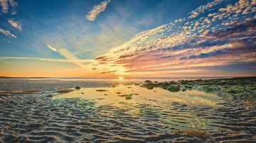 North Sea beach at sunset by eric van der eijk