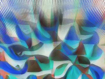 Abstract stippel patroon in rood blauw groen van Maurice Dawson