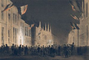 Carel Christiaan Antony Last, beleuchtete Bredestraat in Leiden, 1855