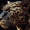 gouden panter op een zwarte achtergrond van Gelissen Artworks