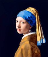 Meisje met de parel van Vermeer -  zonder craquelé