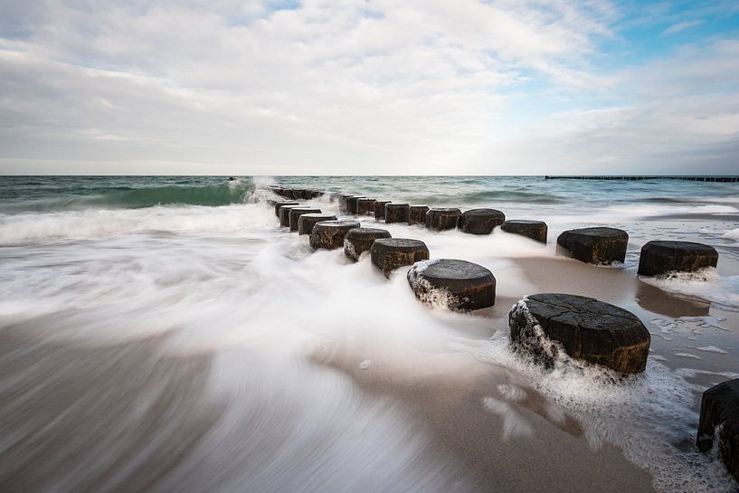 Groynes on shore of the Baltic Sea by Rico Ködder
