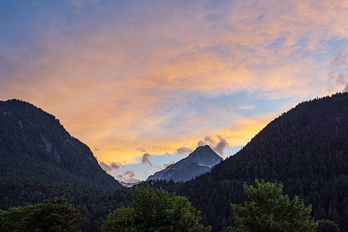 View of the Wettersteinspitze mountain near Mittenwald