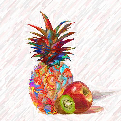 Colorful pineapple with apple