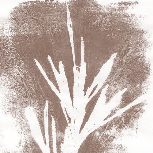 Art botanique moderne et minimaliste. Plante abstraite en taupe