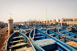 Blue boats in the harbour