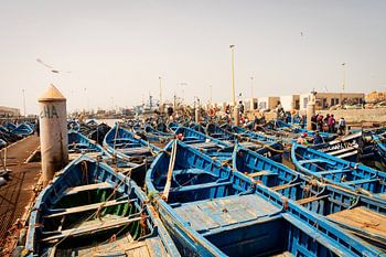 Blue boats in the harbour