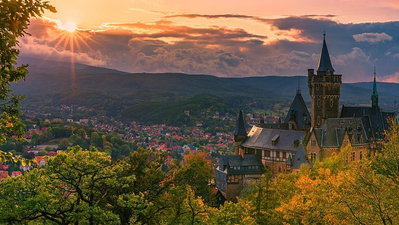 Sonnenuntergang am Schloss Wernrigerode von Henk Meijer Photography