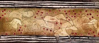 Ensemble roter Punkte und kurzer Striche, Radierung