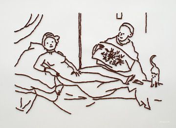 Olympia van hagelslag - naar het schilderij 'Olympia' van Edouard Manet - kunst print illustratie met hagelslag van Irene Cecile