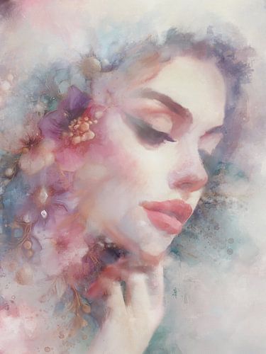 Wintermeisje | Portret van een meisje met bloemen in een winter sfeer