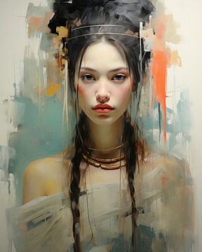 Modern and colourful portrait "Nomad". by Carla Van Iersel