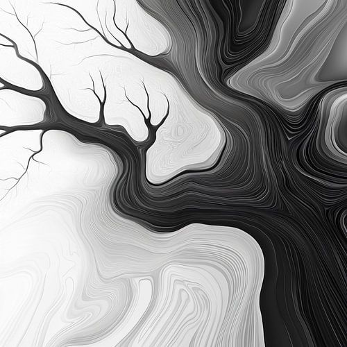 Boom artistiek zwart-wit