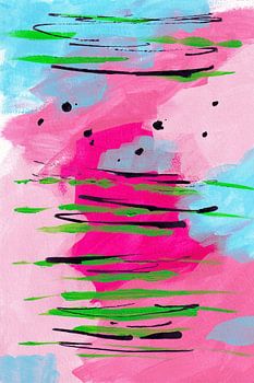 Abstract pink, light pink, light blue and green