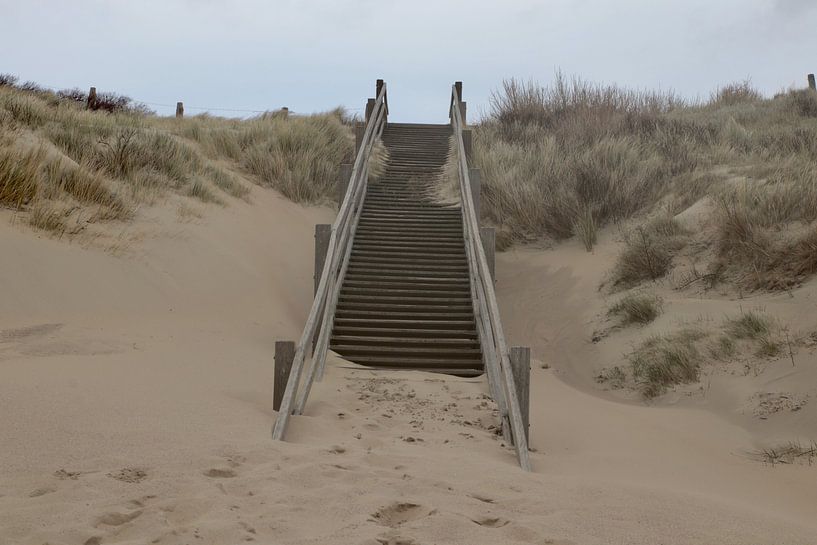 Stairs to the dunes after the storm by Wendy Hilberath