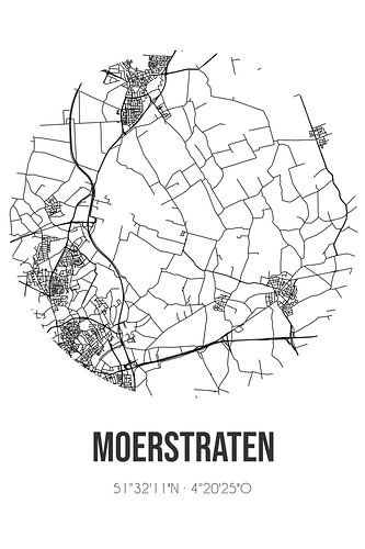 Moerstraten (Noord-Brabant) | Karte | Schwarz und Weiß