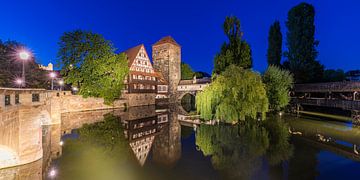 Oude stad van Neurenberg 's nachts