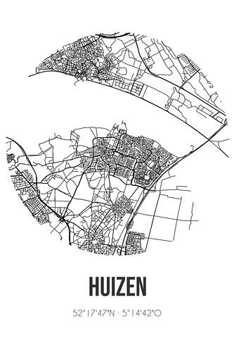 Huizen (Noord-Holland) | Landkaart | Zwart-wit