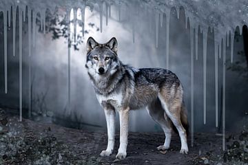 Wolf in mystical forest landscape by Imperial Art House