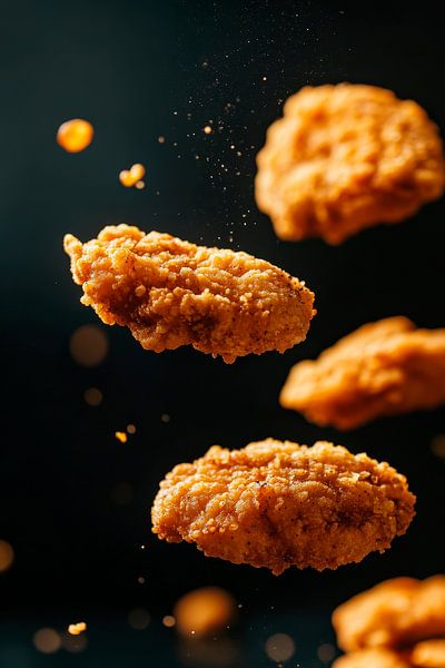 Crispy chicken wings in the air by Poster Art Shop