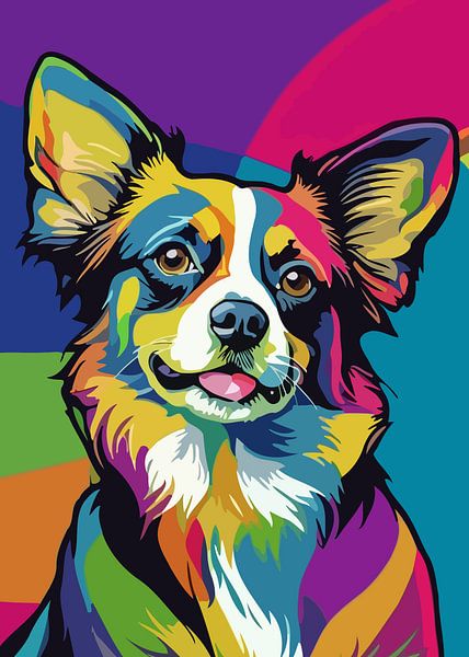 Papillon Dog Pop Art Style by MIROKKU