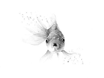 Goldfisch in Schwarz und Weiß von Atelier DT