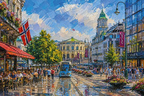 Oslo in Noorwegen schilderij.