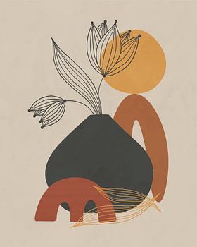 Minimalistisches Stillleben von Blumen in einer Vase