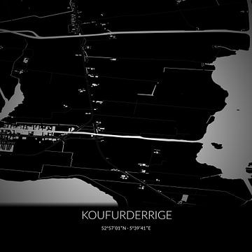 Zwart-witte landkaart van Koufurderrige, Fryslan. van Rezona