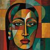 Abstraktes afrikanisches kubistisches Frauenporträt von MIROKKU
