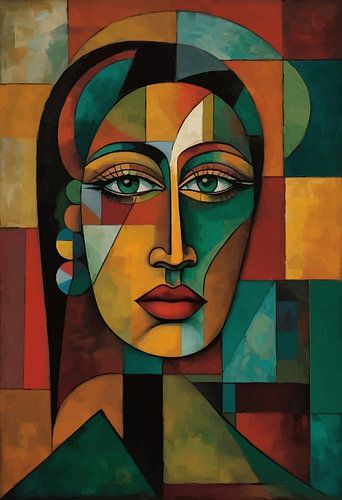 Abstract Afrikaans kubistisch vrouwenportret