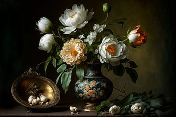 Stilleben mit weißen Blumen. von AVC Photo Studio