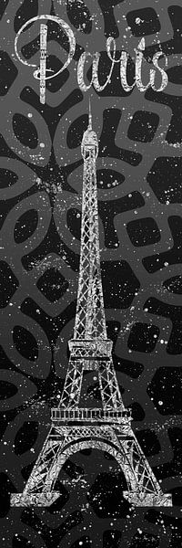 Grafische Kunst PARIS Eiffel toren | grijs & zilver van Melanie Viola