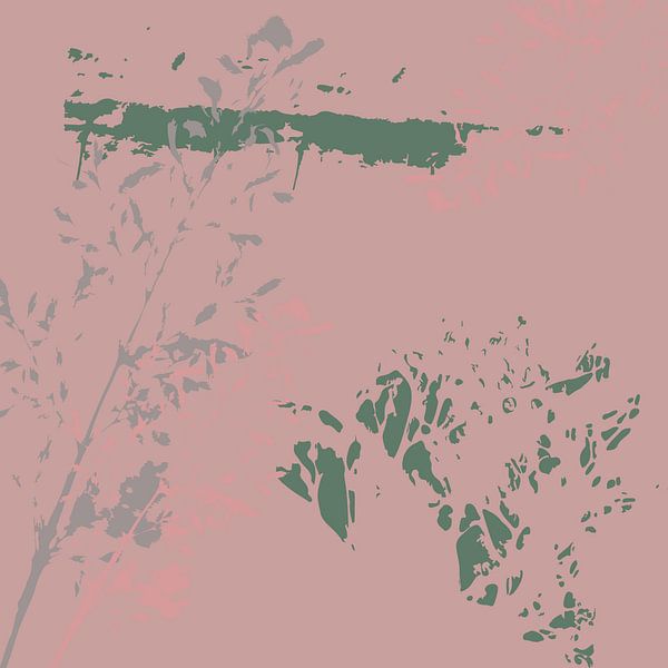 Grey, green and dusty pink. Soft and tender botanical art in pastels. by Dina Dankers