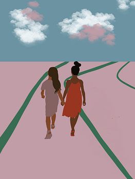 Le rose ensemble sur la route