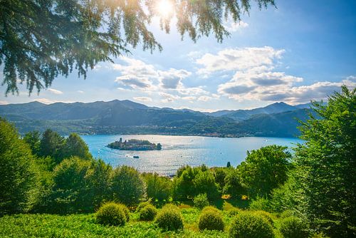 Lake Orta landscape and San Giulio island
