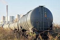Train with tank wagons on railway tracks in the industrial port of Magdeburg by Heiko Kueverling thumbnail