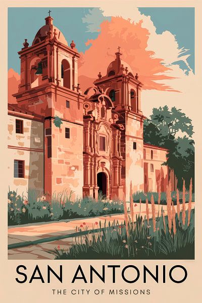 San Antonio, Texas - Vintage Travel Poster von Poster Art Shop