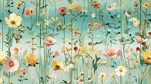 Elegant Bloemenpatroon in Boho Stijl | Behang