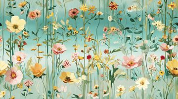Elegant Bloemenpatroon in Boho Stijl | Behang van Karina Brouwer