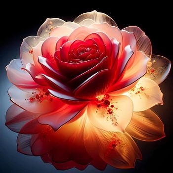 Rote Glasrose - Dekoration im Licht