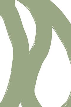Moderne abstracte minimalistische vormen en lijnen in groen op wit VI van Dina Dankers