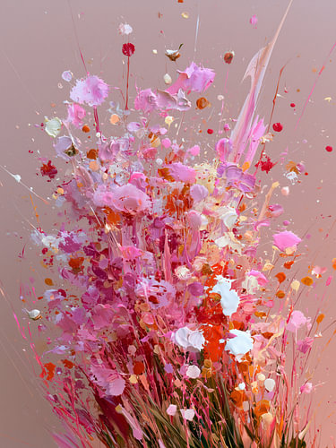 Abstract: Flower Arrangement in Pink and Coral